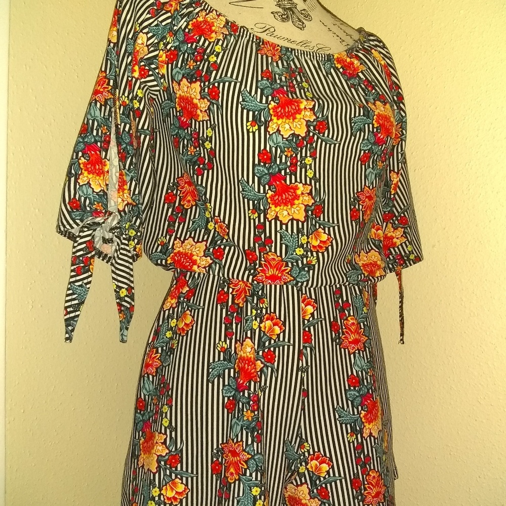 Floral/Pinstripe Jumper